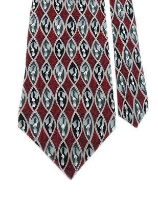 Cocktail Collection Men's 100% Silk Woven Geometric Neck Tie Wine 3 7/8" x 56" - Image 1 of 2