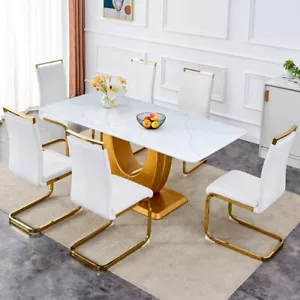 Modern 6 Pcs Kitchen Dining Table Chairs Set for Dining Living Room Apartment - Picture 1 of 10
