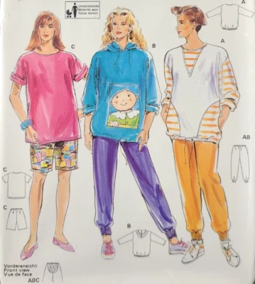 FÁCIL Burda 4744 Patrón de Costura Sudadera con Capucha Pantalones Cortos Sudadera Camisa Tallas 8-18 Foto 1 de 4