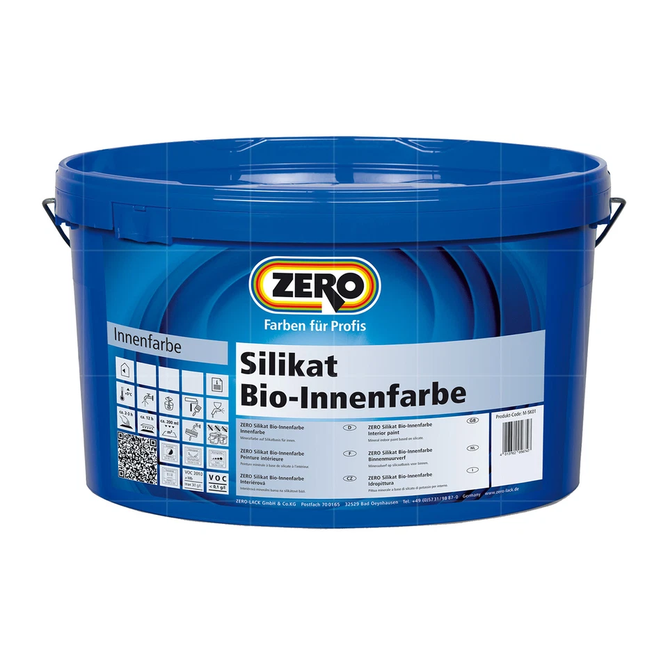 8x Zero Silikat Bio Innenfarbe weiß 12 5 Liter- mineralisch gut Deckend-