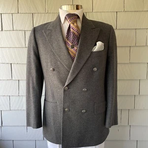 60s 70s Vintage Gateway Grey Wool Double-Breasted 6-Button Mens Blazer Size 42 - Picture 1 of 8