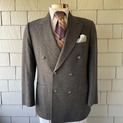 60s 70s Vintage Gateway Grey Wool Double-Breasted 6-Button Mens Blazer Size 42 - Image 1 of 4