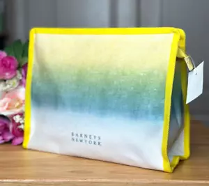 Borsa da viaggio Barney's New York gialla, verde acqua, bianca beauty case cosmetica ombreggiata, nuova con etichette - Foto 1 di 9