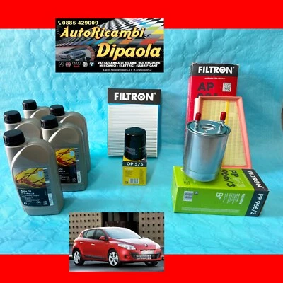 KIT TAGLIANDO RENAULT MEGANE III SCENIC III 1.5 DCI 5L OLIO 5W30 + KIT 4 FILTRI