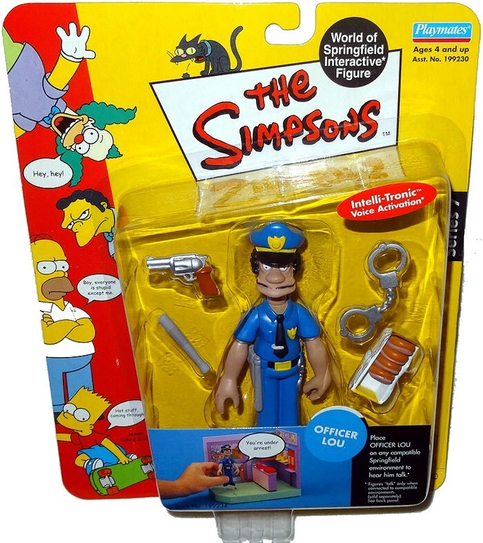 Figura de acción Oficial Lou de Los Simpson WOS MOC Serie 7 Juguete Intelli-Tronic Playmates Foto 1 de 1