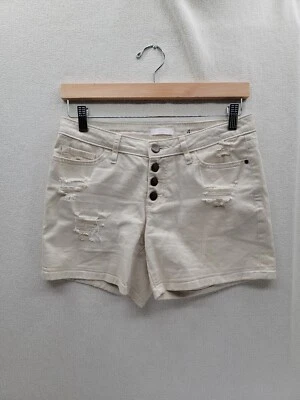 Lauren Conrad Ivory buttons front High Waist Mini Shorts Size-4 - Image 1 of 4
