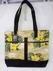 Island Accents Themed Yellow Floral Tote Bag Pockets Zipper NWT Hawaii