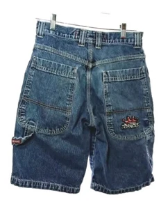 Vtg 1985 JNCO Shorts Youth Size 14 Waist 28 Red Crown Blue Jean Jorts B2718DY - Picture 1 of 16
