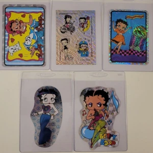 BETTY BOOP 1990's PRISMATIC Prism VENDING MACHINE STICKER 5 CARDS & DIE-CUTS L10 - Picture 1 of 5