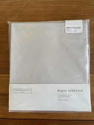 The White Company 500TC SINGLE Deep Fitted Sheet Silver 100% Cotton Sateen - Image 1 of 2