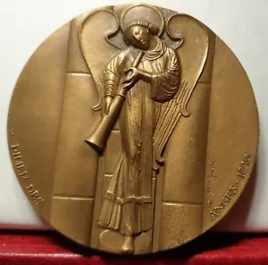 MEDAGLIA RELIGIONE MUSICA CATTEDRALE BRONZO 69mm BRONZO angeli di Paoli - Foto 1 di 2
