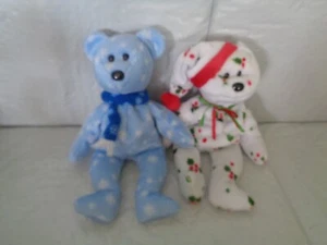 (2) TY - Beanie Baby/Babies - 1998 y 1999 Holiday Teddy Bear - Sin etiquetas - Imagen 1 de 1