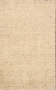Ivory Solid Gabbeh Oriental Area Rug Wool Hand-Knotted Modern Carpet 3'x4' - Picture 1 of 12