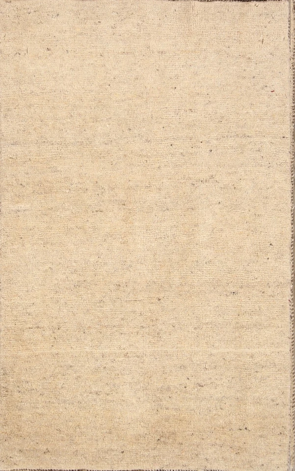 Ivory Solid Gabbeh Oriental Area Rug Wool Hand-Knotted Modern Carpet 3'x4' - Image 1 of 4