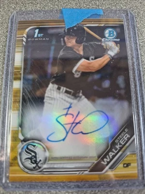 2019 Topps Steele Walker Bowman First Auto Gold Shimmer /50  T450 - Image 1 of 2