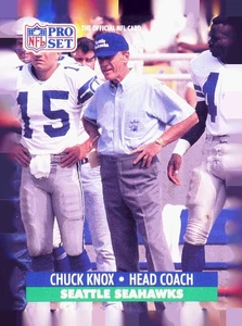 1991 Pro Set #306 Chuck Knox NFLPA logo printed only in cyan Seattle Seahawks - Picture 1 of 2