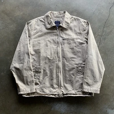 Vintage Gap Jacket 90s Beige Detroit Style Simple Classic Zip Up Men’s XL - Image 1 of 4