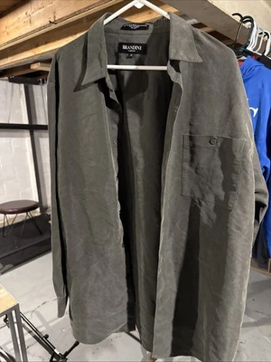 Camisa masculina Brandini Le Collezioni verde oliva com botões, sedosa, tamanho XXL - Imagem 1 de 4