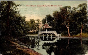 Band Stand Union Park DES MOINES Iowa ANTIK Postkarte Ki7 - Bild 1 von 2