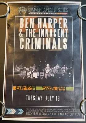 Ben Harper Innocent Criminals July 18 2017 Big Sky Brewing Hype Concert Poster - Image 1 of 4