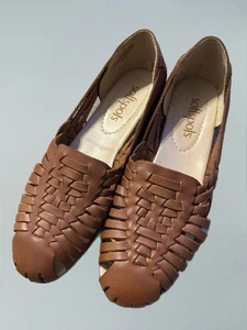 NWOB Softspots Trinidad Brown Leather Shoes Classic Women’s Size 9 Braided New - Picture 1 of 6