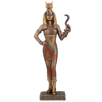 ZECKOS Veronese Design Egyptian Goddess Hathor Holding a Cobra Statue