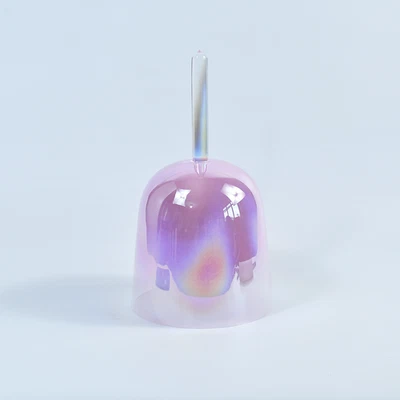 Clear Crystal Singing Bowl Handle 432Hz 3rd B Note Pink Cosmic Light 7 inch Case - Image 1 of 2