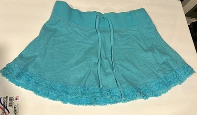 Juicy Couture 绿松石荷叶边抽绳运动衫迷你裙海滩 Y2K 美国 — 第 1/4 张图片