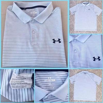 Рубашка поло для гольфа мужская UNDER ARMOUR UA Playoff в полоску светло-голубая темно-синяя размер XLT - Изображение 1 из 4