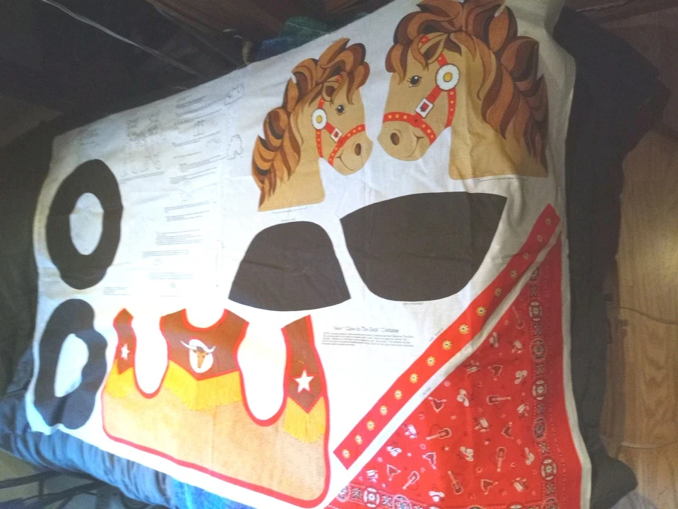 Cranston Print Cowboy/Cowgirl Costume Panel W/vest & Hobby Horse - Image 1 of 4