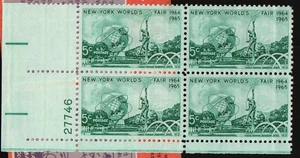 1964 5c New York World's Fair Plate Block of Four Scott #1244 ST039 - Bild 1 von 1