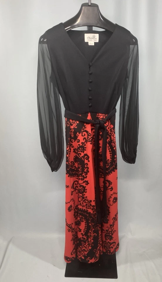 Mono SHAHEEN Mujer Vintage TALLA XL EXTRA GRANDE Rojo Negro HAWAII 60s 70s Foto 1 de 4