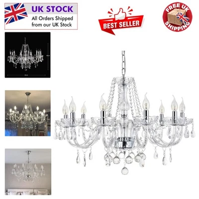 Luxurious 10-Light Crystal Chandelier with K9 Droplets - Elegant Home Fixture - Image 1 of 4
