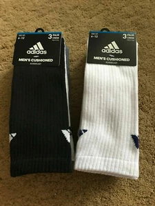 Adidas Mens Cushioned Moisture Wicking Assorted Colors Crew Socks 3 Pr Sz 6-12 - Picture 1 of 15