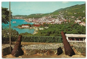 Postal de colección St. Thomas US Virgin Island Charlotte Amalie vista general #1744 - Imagen 1 de 2