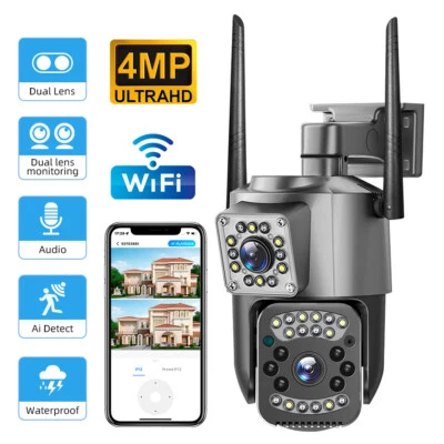 KERUI Outdoor Wireless WiFi IP Camera V380 Pro APP Control Dual Lens PTZ Security Cam