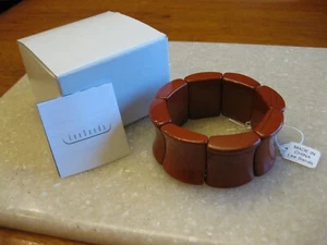 LEE SANDS Chunky Red Jasper Stretch Bracelet NIB / Looks like Bangle When Worn - Picture 1 of 7