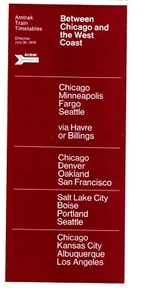 AMTRAK - CHICAGO TO WEST COAST PUBLIC TIMETABLE - 7/30/1978 - Picture 1 of 1