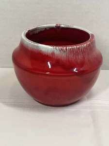 Vintage Red Drip Glaze Ceramic Pottery Planter Retro MCM - Picture 1 of 13