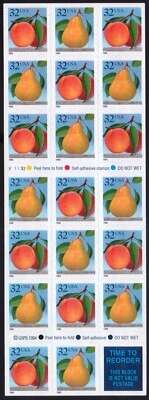 Scott #2494a Peach And Pear Booklet of 20 Stamps - MNH P#V11132 - Image 1 of 2