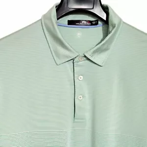 RALPH LAUREN RLX Wicking Golf Polo Shirt Stretch Performance Green Stripe XL-T - Picture 1 of 12