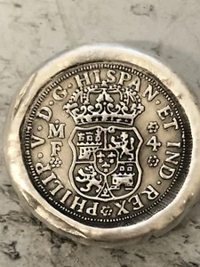1 Ozt MK BARZ Two Sided Stamped Complete "4Reales Coin" ROUND .999 FS - Picture 1 of 6