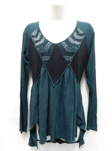 BKE Boutique Mujer Verde Negro Cuentas Embellecida Túnica Prensa Boho Talla M - Imagen 1 de 5