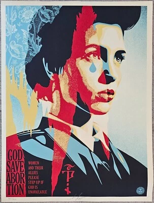 Shepard Fairey Nadya Tolokonnikova God Save Abortion 2x FIRMADO A MANO 358/550 arte Foto 1 de 4