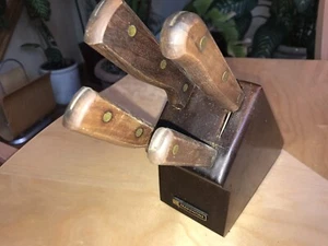 5 Piece Knife Set Tramontina Wood Block Chef Slicer Utility Parer Knives Brazil - Picture 1 of 11