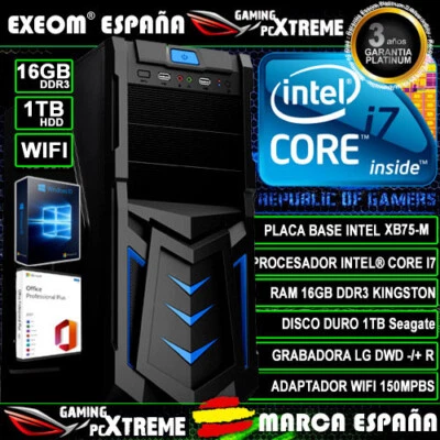 Ordenador  Pc Intel Core i7 16GB DDR4 1TB HDD Wifi Sobremesa Windows 10 - Imagen 1 de 4