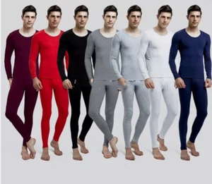 Men Modal Thermal Underwear Long Johns Set Winter Base Layer Top & Bottom 7XL - Picture 1 of 33