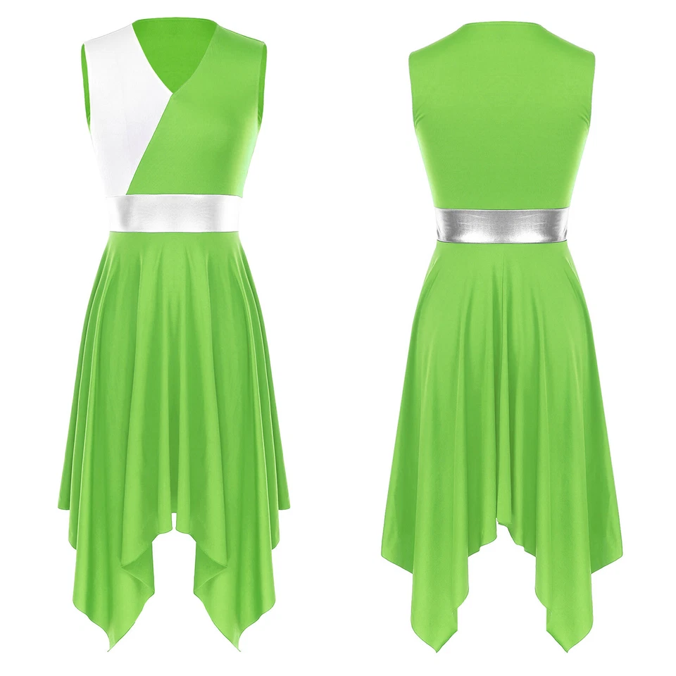 Mujeres Vestido de Baile de Alabanza Litúrgica Túnica Ropa de Baile Lírica Disfraces de Adoración Foto 1 de 2