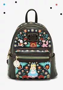 Loungefly Disney Alice im Wunderland Figuren Blumen Mini Rucksack Neu mit Etikett & Wickeloptik - Bild 1 von 5