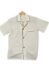 Sears Perma-Prest 1970s Brown Yellow Short Sleeve Pajama   Top Cotton Hong Kong